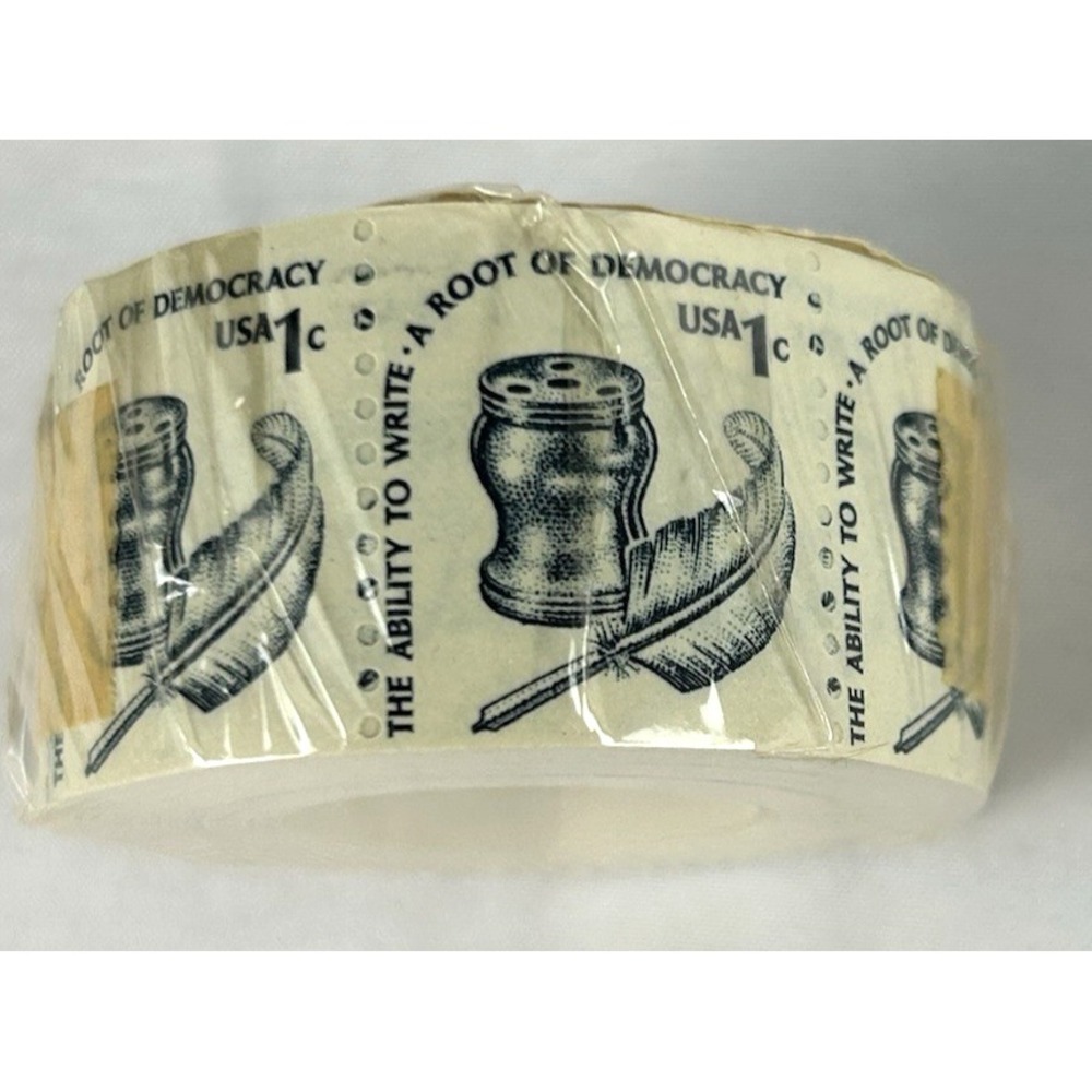 Unopened Scott 1581 1c Inkwell & Quill Coil Roll Of 500 Stamp Root Of Democracy